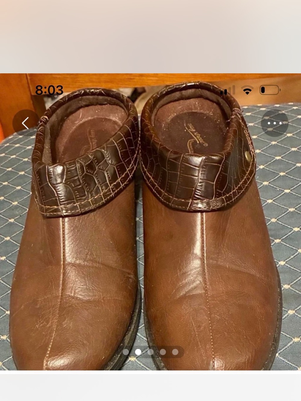 Easy Street Dark Brown Slip-On Loafers with Croc-Textured Cuff, Size 8